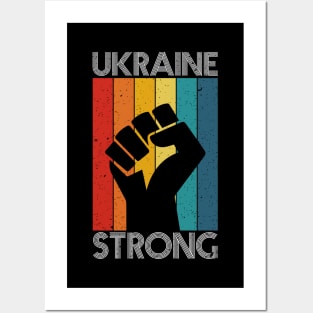 Ukraine Strong Retro Vintage Flag Posters and Art